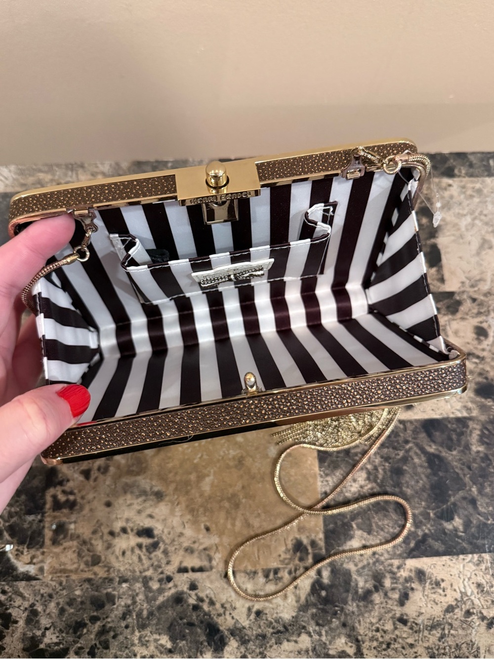 Henri Bendel Stingray-Embossed Box Clutch/ Crossbody RARE - Picture 10 of 16